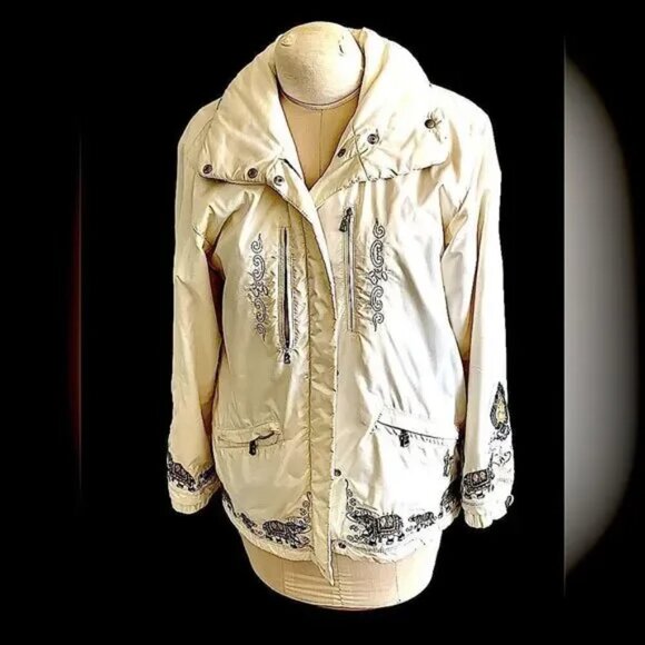 Vintage Bogner heavily embroidered Elephant Design white ski jacket 4